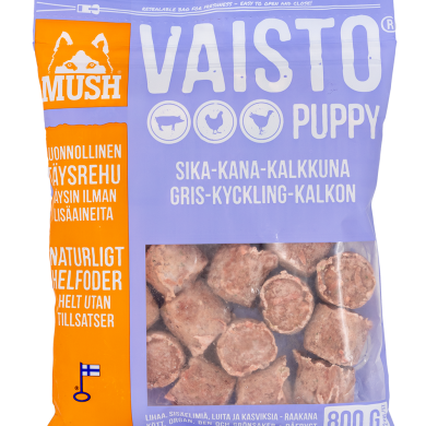 MUSH B.A.R.F. Vaisto® LIGHT PURPLE свинско, пуешко и пилешко месо, серия PUPPY FORMULA 800 гр.