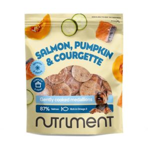 Nutriment Fresh Нежно сготвени медальони със сьомга, тиква и тиквички 800 гр.